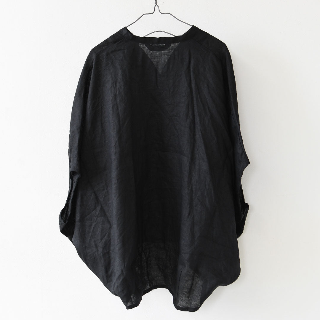 mizuiro ind [ミズイロ インド] linen stand collar cocoon shirt [2-230136] リネンスタンドカラーコクーンシャツ・コクーンシルエット・ワイドシルエット・スタンドカラーシャツ・ゆったりシルエット・通気性・吸湿性・LADY'S [2026SS]