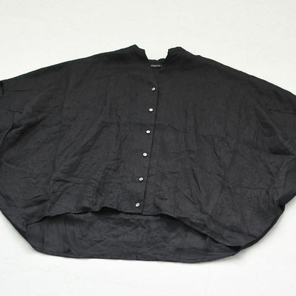 mizuiro ind [ミズイロ インド] linen stand collar cocoon shirt [2-230136] リネンスタンドカラーコクーンシャツ・コクーンシルエット・ワイドシルエット・スタンドカラーシャツ・ゆったりシルエット・通気性・吸湿性・LADY'S [2026SS]