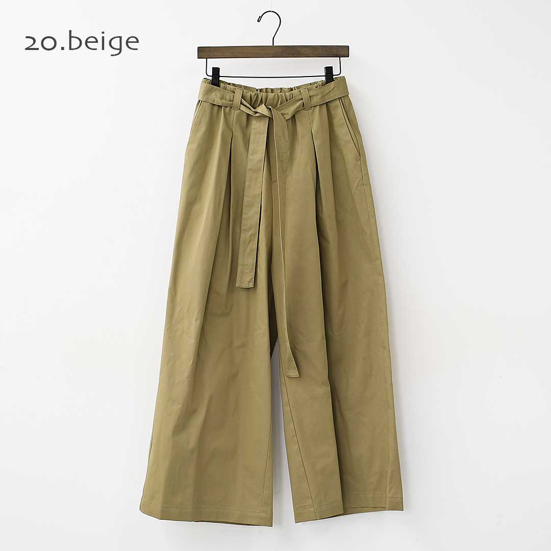mizuiro ind [ミズイロ インド] wide chino PT with belt [2-260097] ベルトワイドチノパンツ・チノパンツ・ルーズシルエット・ワイドパンツ・カジュアル・きれいめ・LADY'S [2026SS]