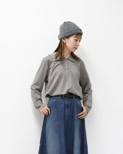 mizuiro ind [ミズイロ インド] wide collar polo shirt [3-210053] ワイドカラーポロシャツ・コットンシャツ・ビッグカラー・長袖・LADY'S [2025AW]