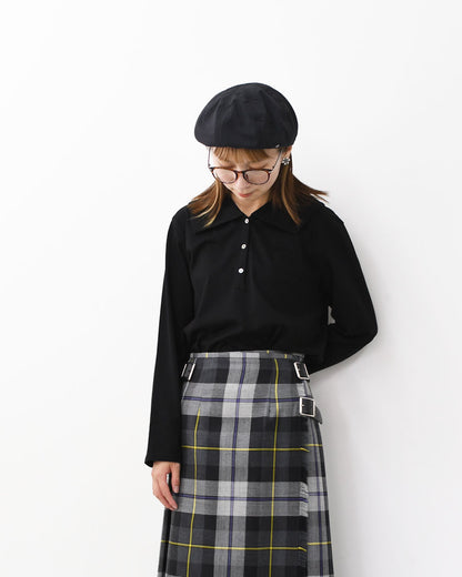 mizuiro ind [ミズイロ インド] wide collar polo shirt [3-210053] ワイドカラーポロシャツ・コットンシャツ・ビッグカラー・長袖・LADY'S [2025AW]