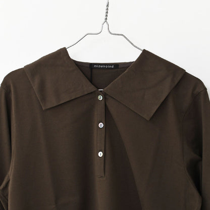 mizuiro ind [ミズイロ インド] wide collar polo shirt [3-210053] ワイドカラーポロシャツ・コットンシャツ・ビッグカラー・長袖・LADY'S [2025AW]