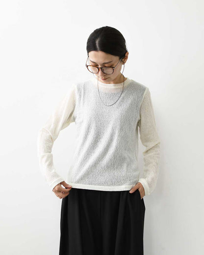 mizuiro ind [ミズイロ インド] lace jacquard P/O [3-210070] レースジャカードプルオーバー・クルーネック・長袖・LADY'S [2026AW]