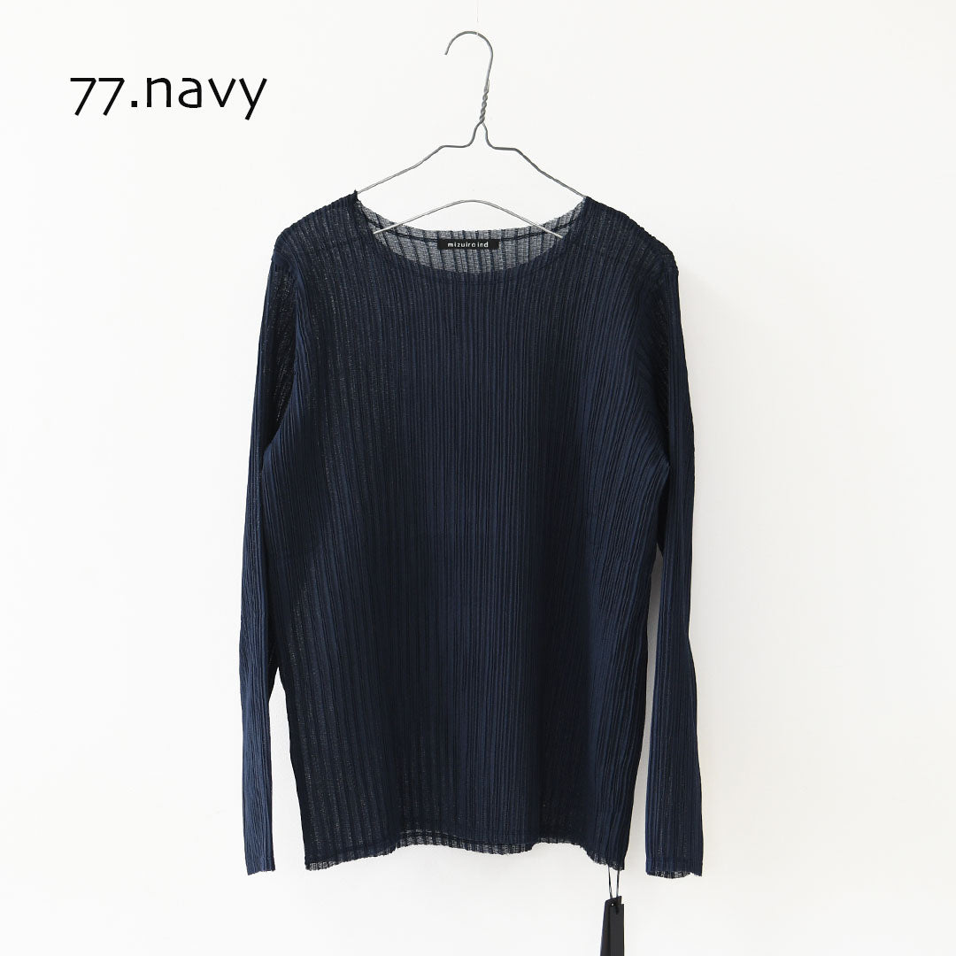 mizuiro ind [ミズイロ インド] pleats like crew neck P/O [3-210071] プリーツライククルーネックプルオーバー・クルーネック・長袖・LADY'S[2026AW]