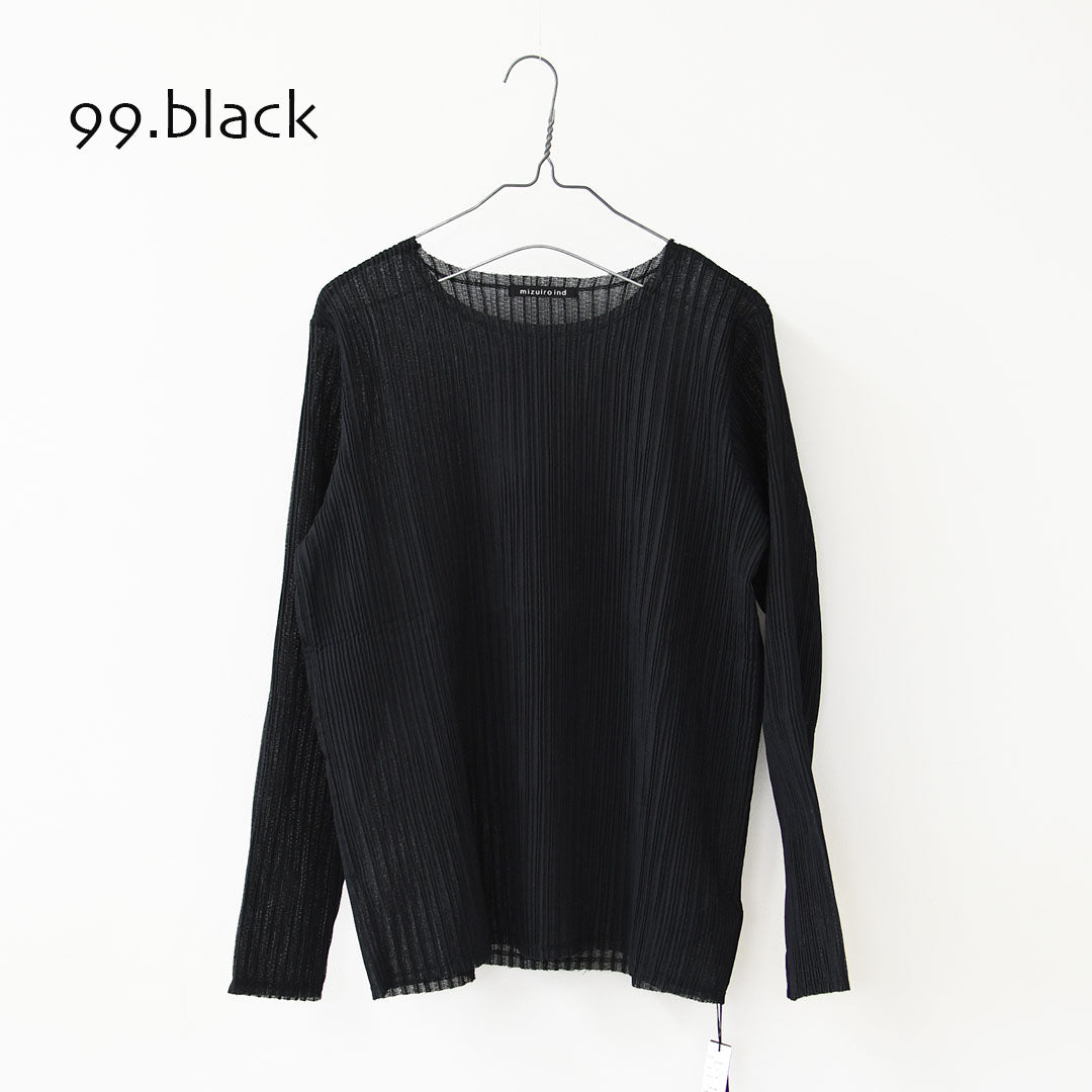 mizuiro ind [ミズイロ インド] pleats like crew neck P/O [3-210071] プリーツライククルーネックプルオーバー・クルーネック・長袖・LADY'S[2026AW]