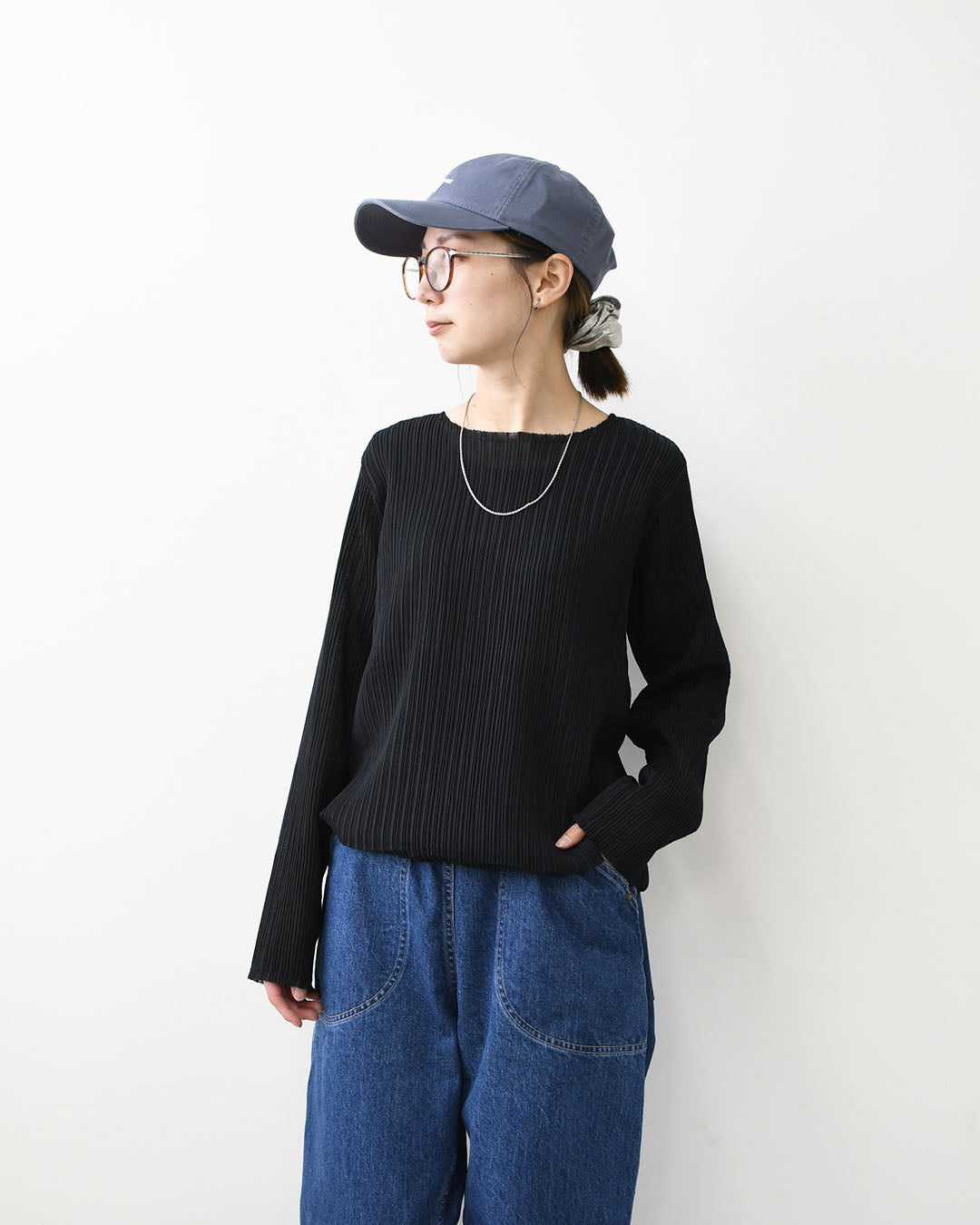 mizuiro ind [ミズイロ インド] pleats like crew neck P/O [3-210071] プリーツライククルーネックプルオーバー・クルーネック・長袖・LADY'S[2026AW]