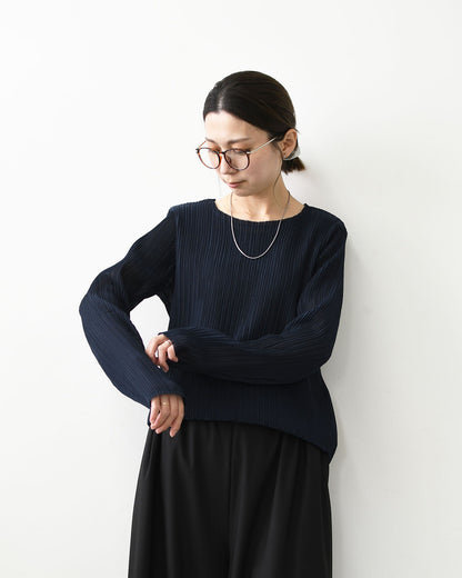 mizuiro ind [ミズイロ インド] pleats like crew neck P/O [3-210071] プリーツライククルーネックプルオーバー・クルーネック・長袖・LADY'S[2026AW]