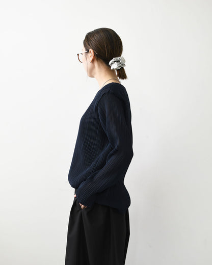mizuiro ind [ミズイロ インド] pleats like crew neck P/O [3-210071] プリーツライククルーネックプルオーバー・クルーネック・長袖・LADY'S[2026AW]