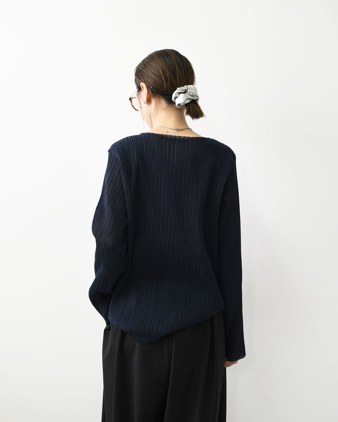 mizuiro ind [ミズイロ インド] pleats like crew neck P/O [3-210071] プリーツライククルーネックプルオーバー・クルーネック・長袖・LADY'S[2026AW]