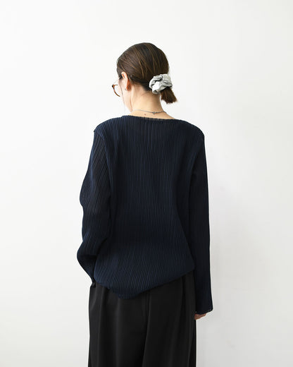 mizuiro ind [ミズイロ インド] pleats like crew neck P/O [3-210071] プリーツライククルーネックプルオーバー・クルーネック・長袖・LADY'S[2026AW]