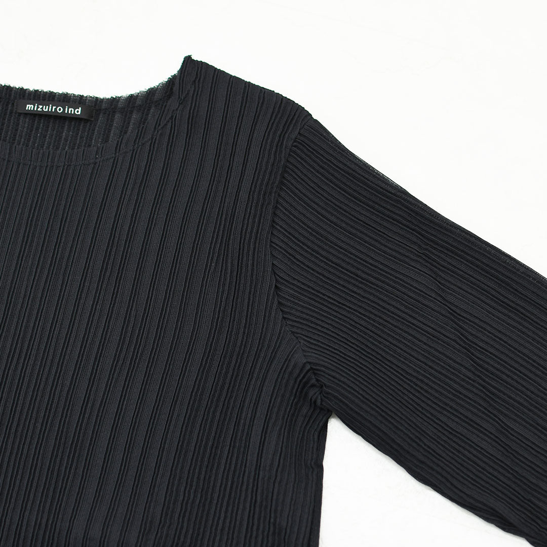 mizuiro ind [ミズイロ インド] pleats like crew neck P/O [3-210071] プリーツライククルーネックプルオーバー・クルーネック・長袖・LADY'S[2026AW]