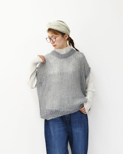 mizuiro ind [ミズイロ インド] hairly cocoon wide vest [3-220085] ヘアリーコクーンワイドベスト・ベスト・ニットベスト・ワイドシルエット・LADY'S [2025AW]