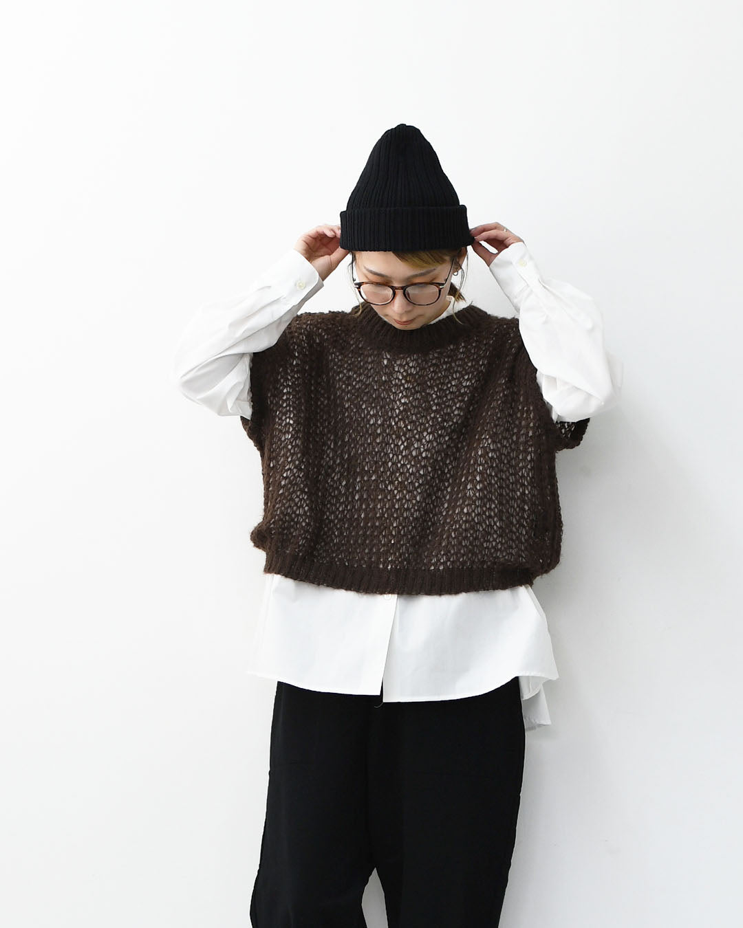 mizuiro ind [ミズイロ インド] hairly cocoon wide vest [3-220085] ヘアリーコクーンワイドベスト・ベスト・ニットベスト・ワイドシルエット・LADY'S [2025AW]