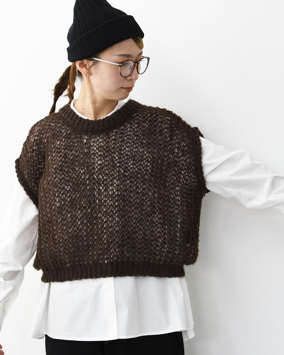 mizuiro ind [ミズイロ インド] hairly cocoon wide vest [3-220085] ヘアリーコクーンワイドベスト・ベスト・ニットベスト・ワイドシルエット・LADY'S [2025AW]