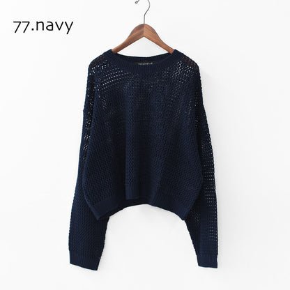 mizuiro ind [ミズイロ インド] mesh crew neck P/O [3-220093] メッシュクルーネックプルオーバー・メッシュニット・鍵編みニット・クルーネック・LADY'S [2025AW]