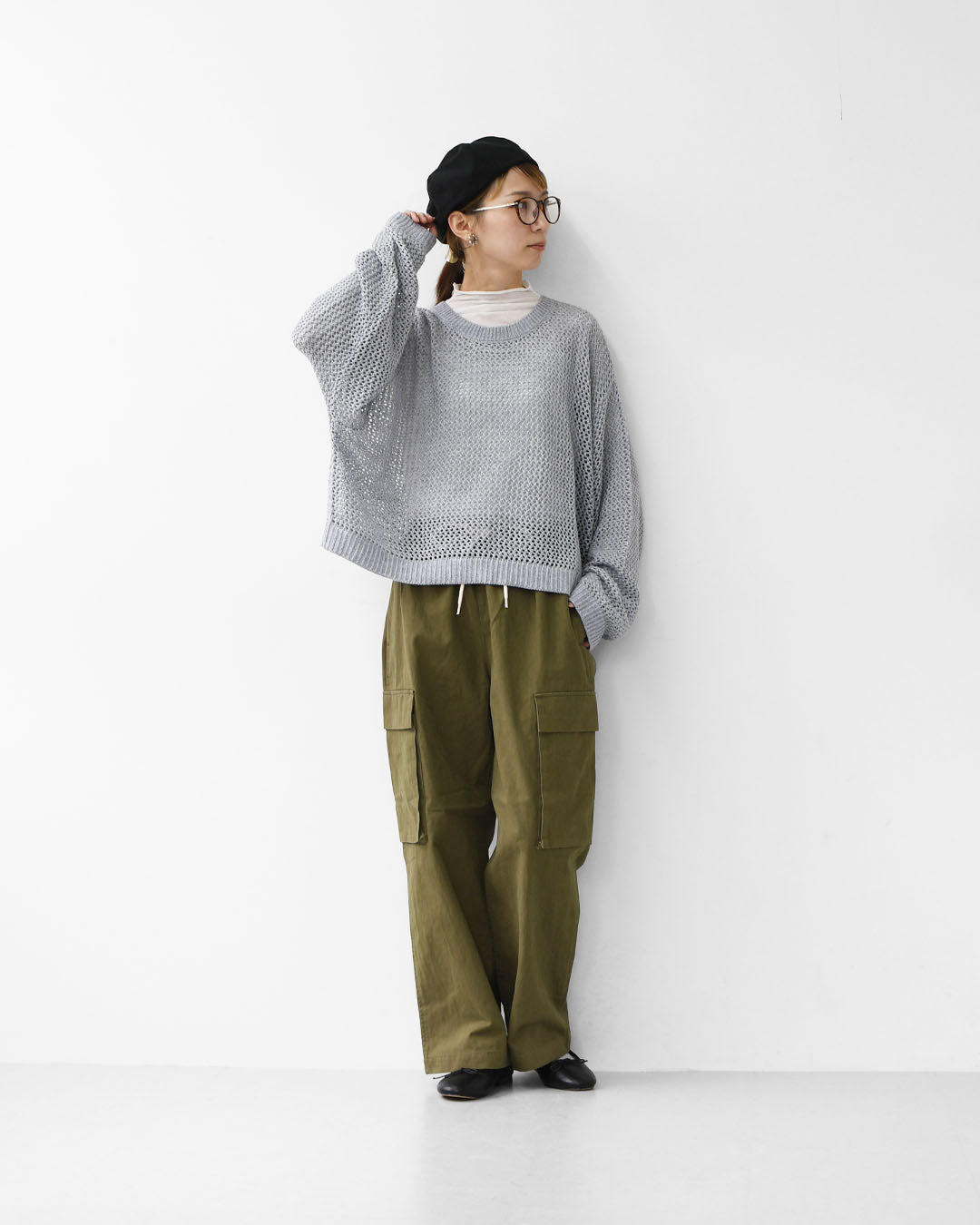 mizuiro ind [ミズイロ インド] mesh crew neck P/O [3-220093] メッシュクルーネックプルオーバー・メッシュニット・鍵編みニット・クルーネック・LADY'S [2025AW]