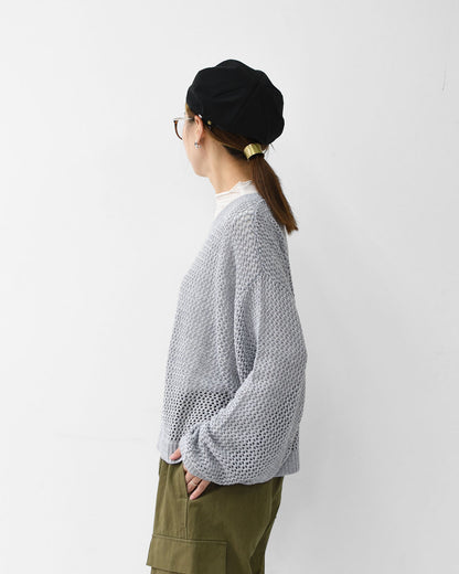 mizuiro ind [ミズイロ インド] mesh crew neck P/O [3-220093] メッシュクルーネックプルオーバー・メッシュニット・鍵編みニット・クルーネック・LADY'S [2025AW]