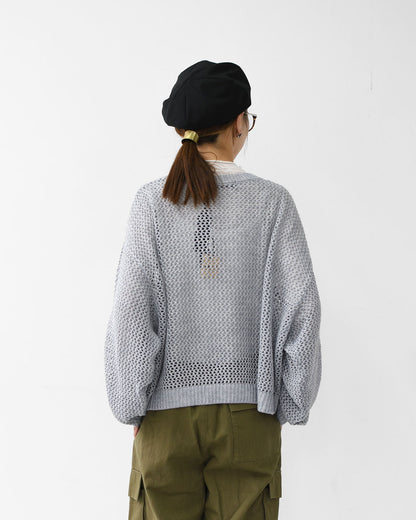 mizuiro ind [ミズイロ インド] mesh crew neck P/O [3-220093] メッシュクルーネックプルオーバー・メッシュニット・鍵編みニット・クルーネック・LADY'S [2025AW]