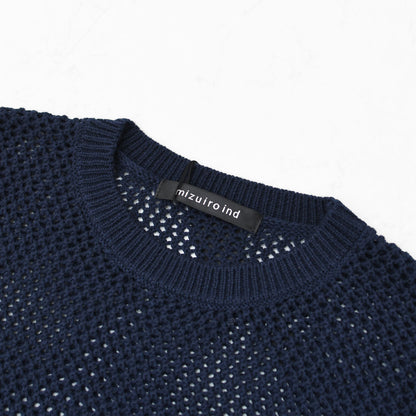 mizuiro ind [ミズイロ インド] mesh crew neck P/O [3-220093] メッシュクルーネックプルオーバー・メッシュニット・鍵編みニット・クルーネック・LADY'S [2025AW]