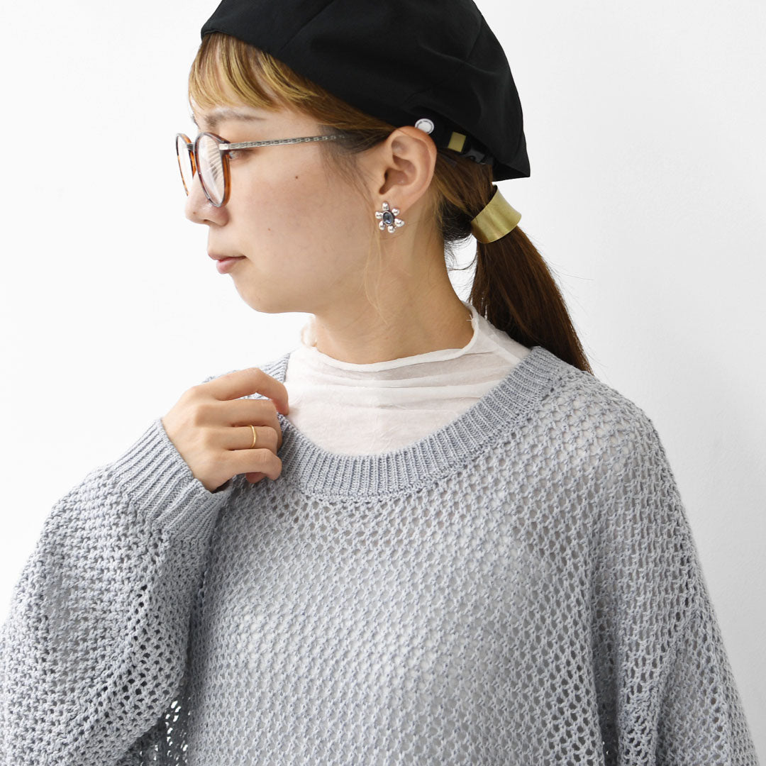 mizuiro ind [ミズイロ インド] mesh crew neck P/O [3-220093] メッシュクルーネックプルオーバー・メッシュニット・鍵編みニット・クルーネック・LADY'S [2025AW]