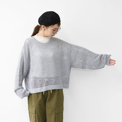 mizuiro ind [ミズイロ インド] mesh crew neck P/O [3-220093] メッシュクルーネックプルオーバー・メッシュニット・鍵編みニット・クルーネック・LADY'S [2025AW]