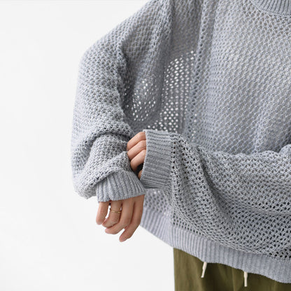 mizuiro ind [ミズイロ インド] mesh crew neck P/O [3-220093] メッシュクルーネックプルオーバー・メッシュニット・鍵編みニット・クルーネック・LADY'S [2025AW]