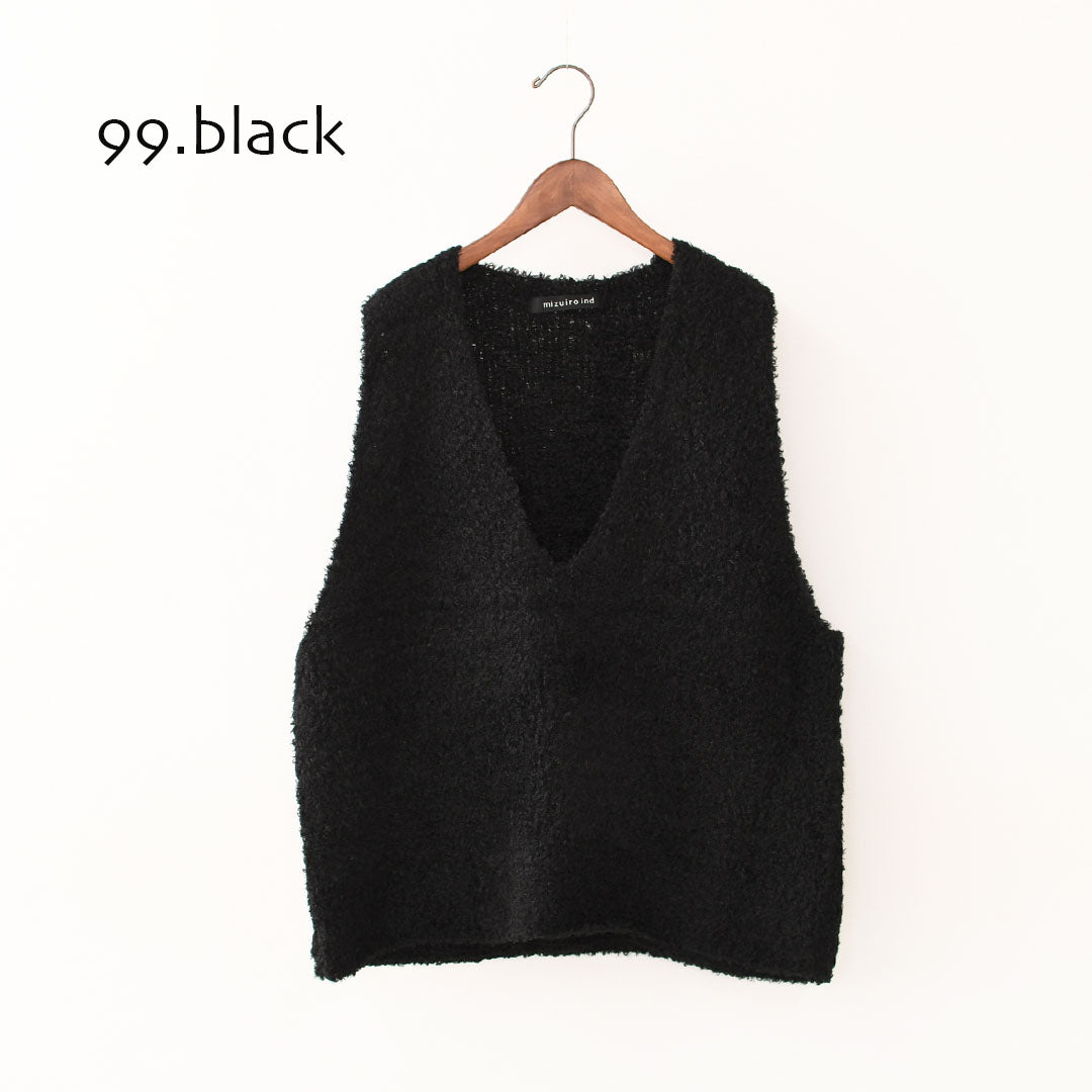 mizuiro ind [ミズイロ インド] hairly V neck vest [3-220095] へアリーVネックベスト・ベスト・Vネックベスト・ニットベスト・LADY'S [2025AW]