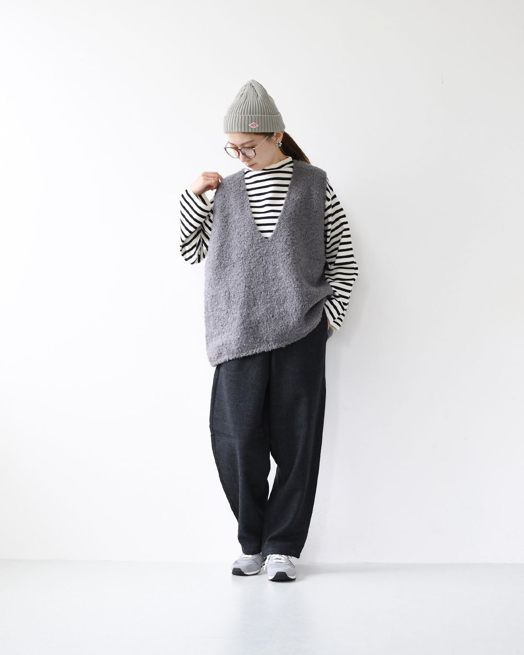 mizuiro ind [ミズイロ インド] hairly V neck vest [3-220095] へアリーVネックベスト・ベスト・Vネックベスト・ニットベスト・LADY'S [2025AW]