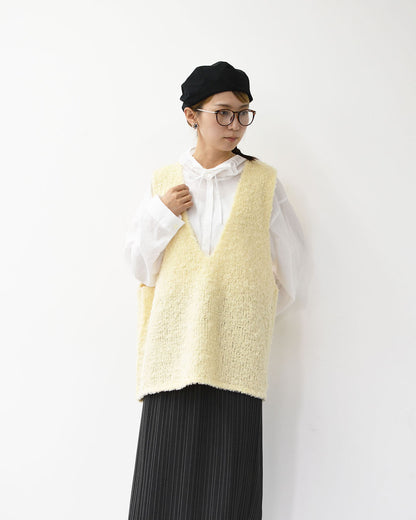 mizuiro ind [ミズイロ インド] hairly V neck vest [3-220095] へアリーVネックベスト・ベスト・Vネックベスト・ニットベスト・LADY'S [2025AW]