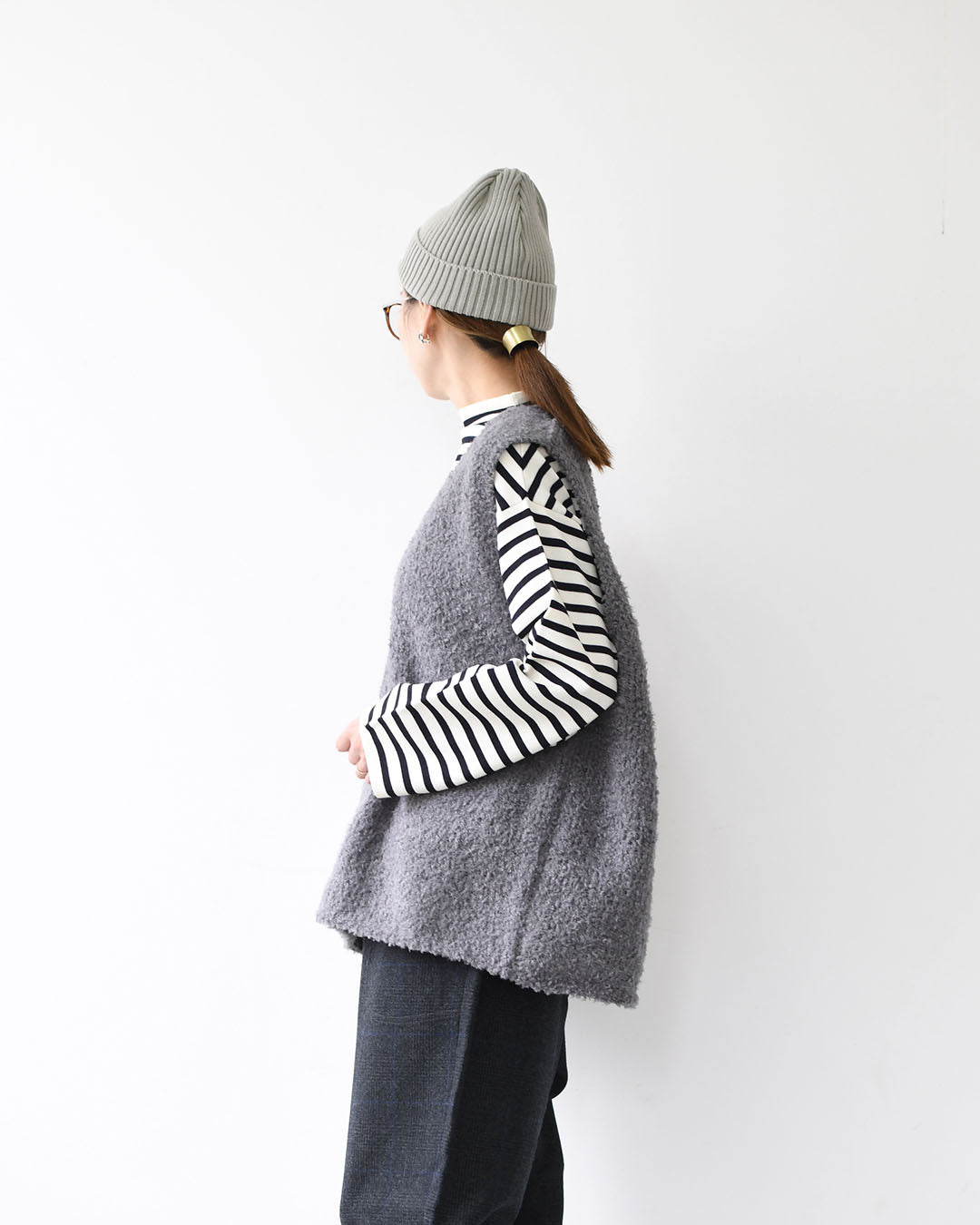 mizuiro ind [ミズイロ インド] hairly V neck vest [3-220095] へアリーVネックベスト・ベスト・Vネックベスト・ニットベスト・LADY'S [2025AW]