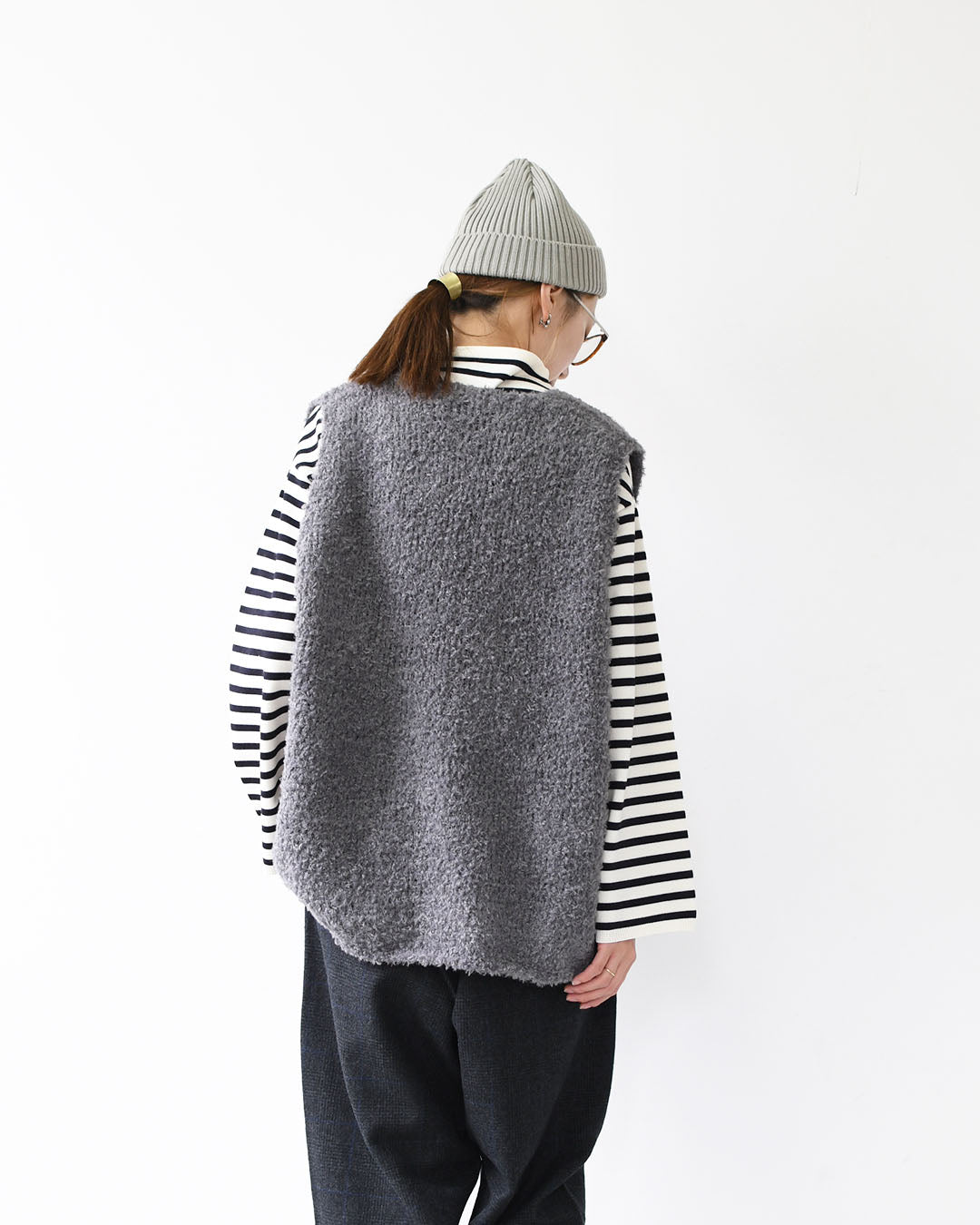 mizuiro ind [ミズイロ インド] hairly V neck vest [3-220095] へアリーVネックベスト・ベスト・Vネックベスト・ニットベスト・LADY'S [2025AW]