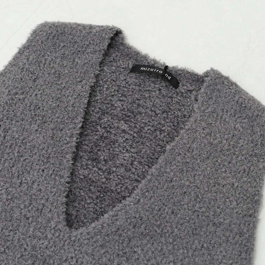 mizuiro ind [ミズイロ インド] hairly V neck vest [3-220095] へアリーVネックベスト・ベスト・Vネックベスト・ニットベスト・LADY'S [2025AW]