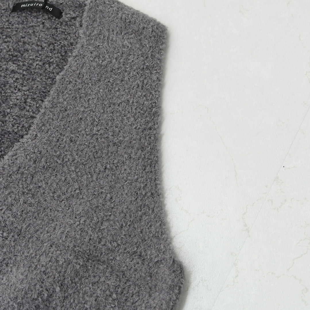 mizuiro ind [ミズイロ インド] hairly V neck vest [3-220095] へアリーVネックベスト・ベスト・Vネックベスト・ニットベスト・LADY'S [2025AW]