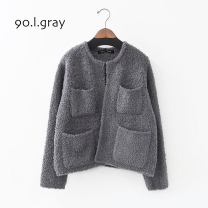 mizuiro ind [ミズイロ インド] hairly crew neck C/D with pockets [3-220100] ポケット付きヘアリークルーネックカーディガン・カーディガン・ニットカーディガン・クルーネック・ポケット付き・LADY'S [2025AW]