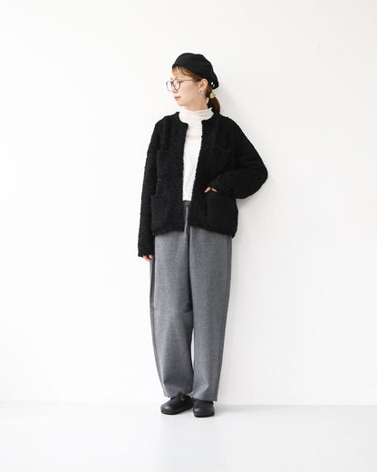 mizuiro ind [ミズイロ インド] hairly crew neck C/D with pockets [3-220100] ポケット付きヘアリークルーネックカーディガン・カーディガン・ニットカーディガン・クルーネック・ポケット付き・LADY'S [2025AW]