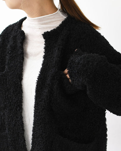 mizuiro ind [ミズイロ インド] hairly crew neck C/D with pockets [3-220100] ポケット付きヘアリークルーネックカーディガン・カーディガン・ニットカーディガン・クルーネック・ポケット付き・LADY'S [2025AW]