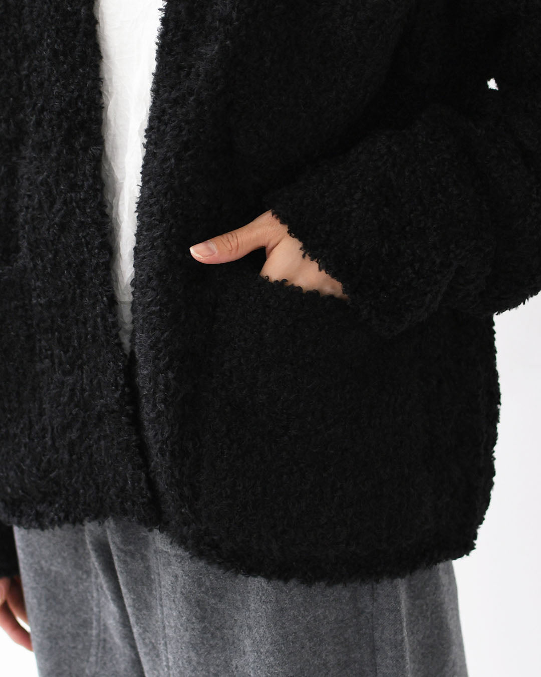 mizuiro ind [ミズイロ インド] hairly crew neck C/D with pockets [3-220100] ポケット付きヘアリークルーネックカーディガン・カーディガン・ニットカーディガン・クルーネック・ポケット付き・LADY'S [2025AW]