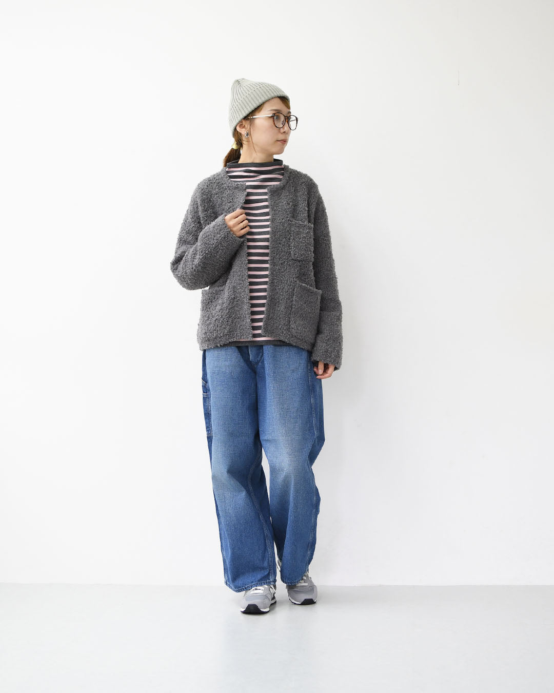 mizuiro ind [ミズイロ インド] hairly crew neck C/D with pockets [3-220100] ポケット付きヘアリークルーネックカーディガン・カーディガン・ニットカーディガン・クルーネック・ポケット付き・LADY'S [2025AW]