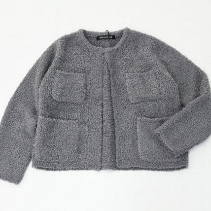 mizuiro ind [ミズイロ インド] hairly crew neck C/D with pockets [3-220100] ポケット付きヘアリークルーネックカーディガン・カーディガン・ニットカーディガン・クルーネック・ポケット付き・LADY'S [2025AW]