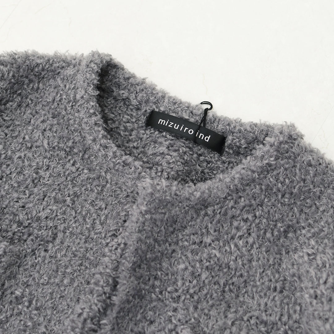 mizuiro ind [ミズイロ インド] hairly crew neck C/D with pockets [3-220100] ポケット付きヘアリークルーネックカーディガン・カーディガン・ニットカーディガン・クルーネック・ポケット付き・LADY'S [2025AW]