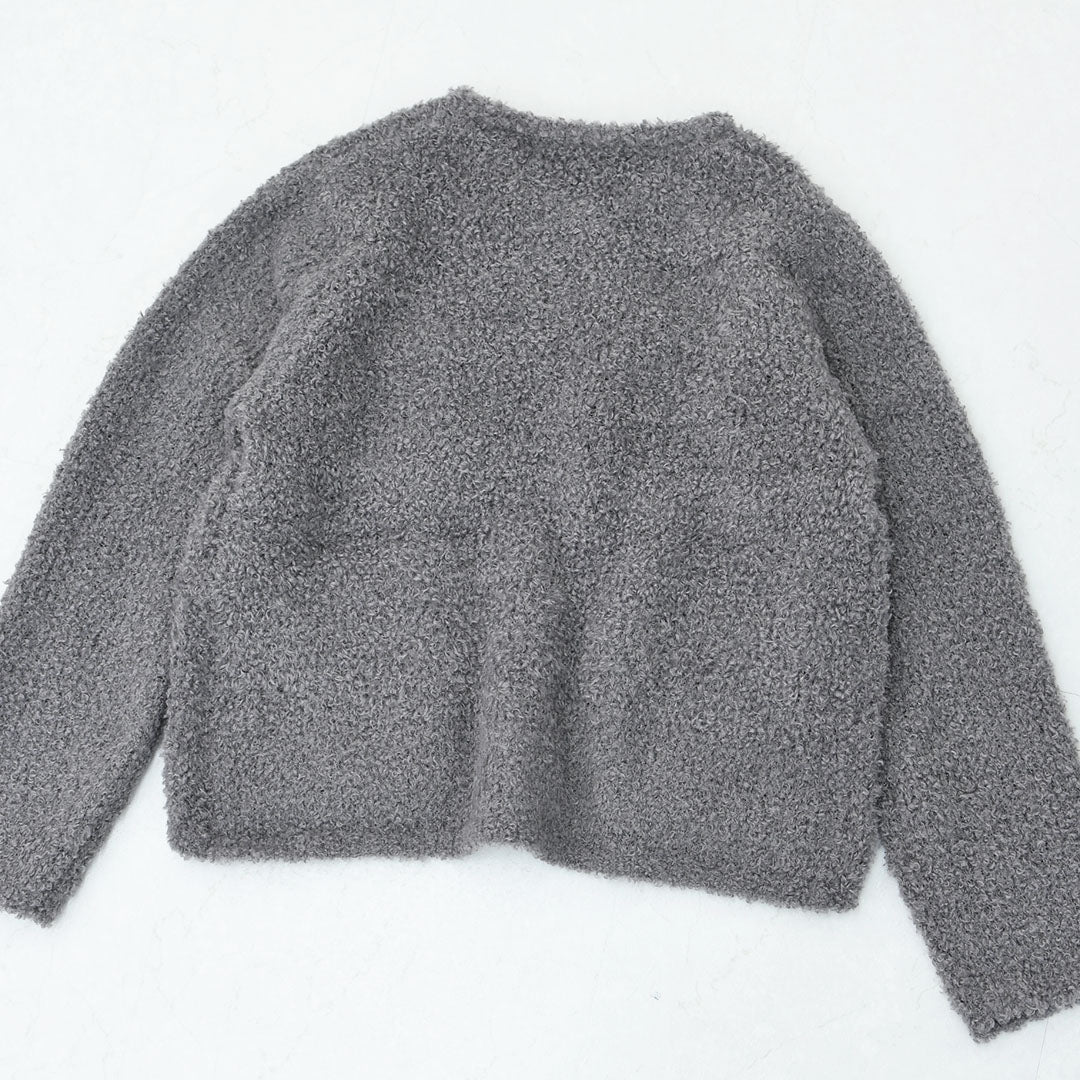 mizuiro ind [ミズイロ インド] hairly crew neck C/D with pockets [3-220100] ポケット付きヘアリークルーネックカーディガン・カーディガン・ニットカーディガン・クルーネック・ポケット付き・LADY'S [2025AW]
