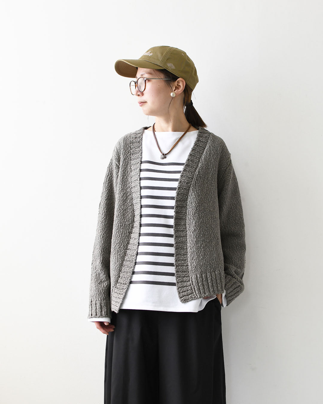 mizuiro ind [ミズイロ インド] Lily-yarn V neck C/D [3-220116] リリヤーンVネックカーディガン・羽織・カジュアル・キレイめ・オープンスタイル・スラブ感・LADY'S [2026AW]