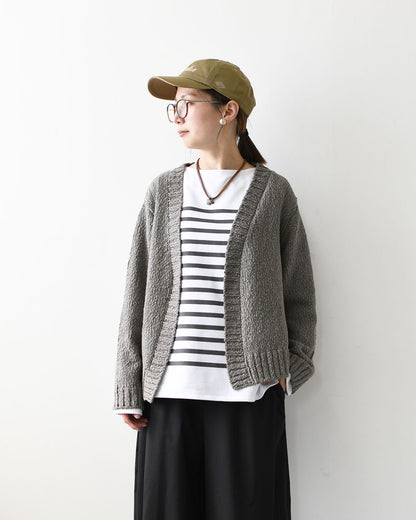 mizuiro ind [ミズイロ インド] Lily-yarn V neck C/D [3-220116] リリヤーンVネックカーディガン・羽織・カジュアル・キレイめ・オープンスタイル・スラブ感・LADY'S [2026AW]
