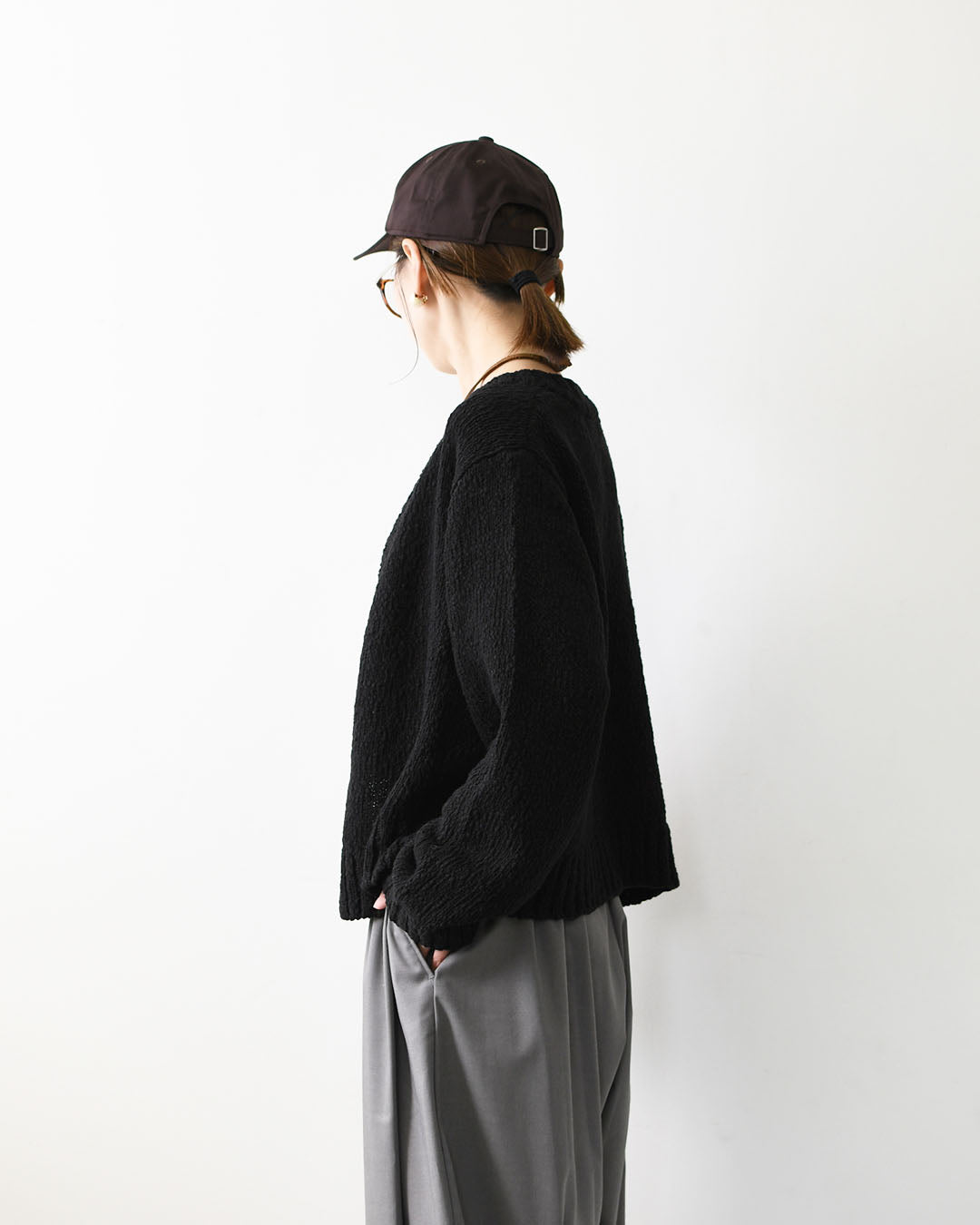 mizuiro ind [ミズイロ インド] Lily-yarn V neck C/D [3-220116] リリヤーンVネックカーディガン・羽織・カジュアル・キレイめ・オープンスタイル・スラブ感・LADY'S [2026AW]