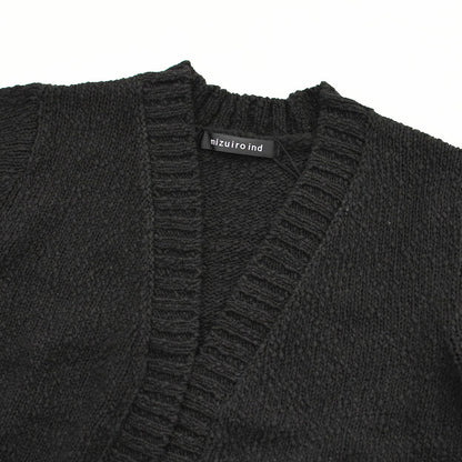mizuiro ind [ミズイロ インド] Lily-yarn V neck C/D [3-220116] リリヤーンVネックカーディガン・羽織・カジュアル・キレイめ・オープンスタイル・スラブ感・LADY'S [2026AW]