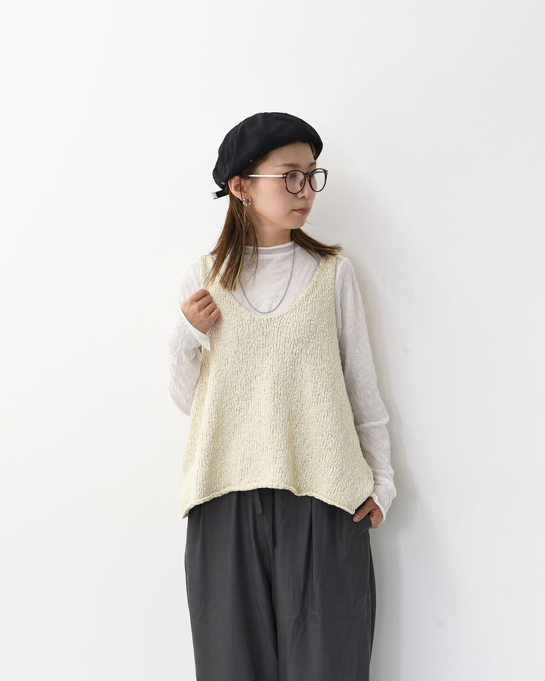 mizuiro ind [ミズイロ インド] Lily-yarn vest [3-220118] リリーヤーンベスト・ベスト・ニットベスト・スラブニット・LADY'S [2025AW]