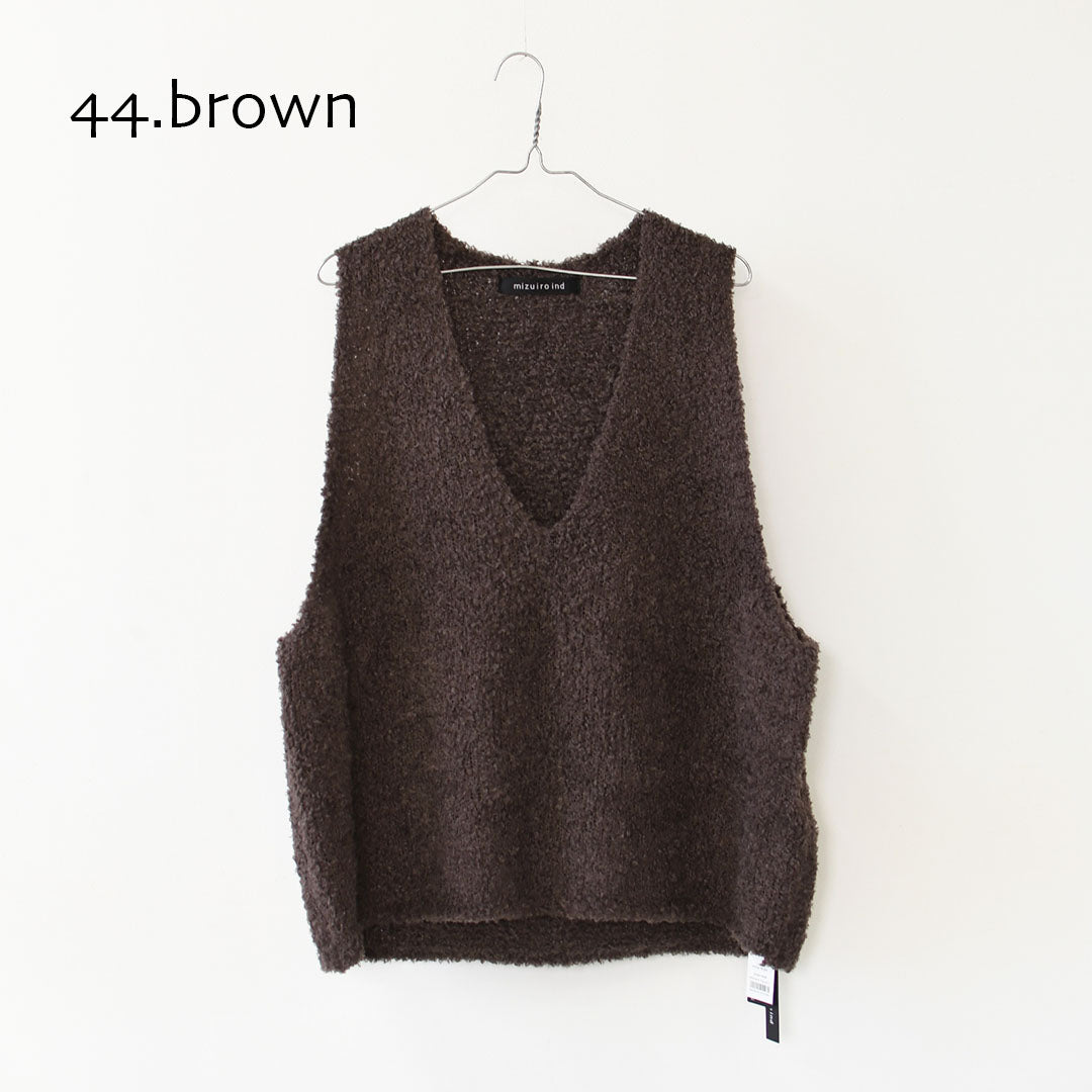 mizuiro ind [ミズイロ インド] hairy yarn V neck P/O [3-220159] ヘアリー ヤーン ブイネック プルオーバー・ベスト・ワイドシルエット・LADY'S [2026AW]