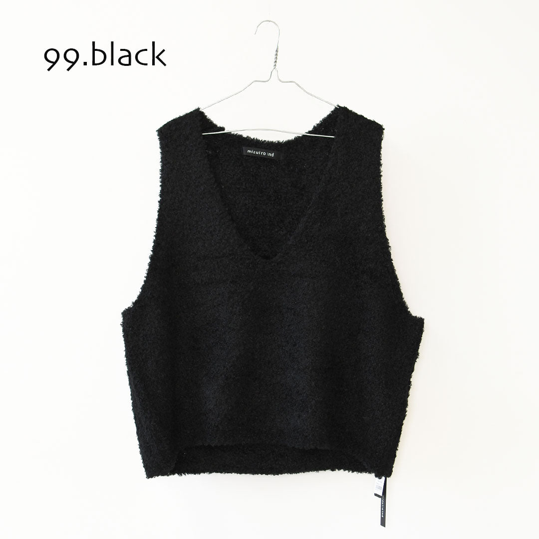 mizuiro ind [ミズイロ インド] hairy yarn V neck P/O [3-220159] ヘアリー ヤーン ブイネック プルオーバー・ベスト・ワイドシルエット・LADY'S [2026AW]