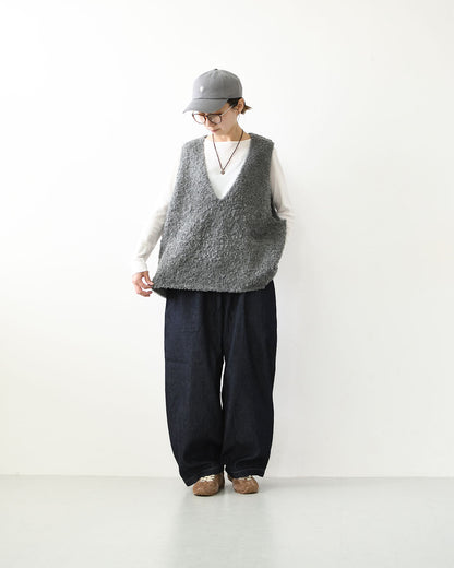 mizuiro ind [ミズイロ インド] hairy yarn V neck P/O [3-220159] ヘアリー ヤーン ブイネック プルオーバー・ベスト・ワイドシルエット・LADY'S [2026AW]