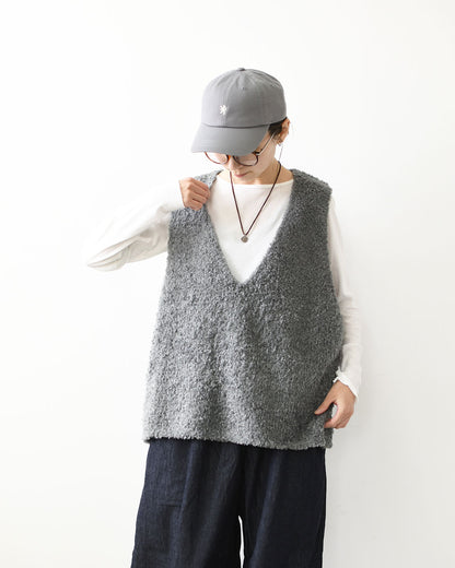 mizuiro ind [ミズイロ インド] hairy yarn V neck P/O [3-220159] ヘアリー ヤーン ブイネック プルオーバー・ベスト・ワイドシルエット・LADY'S [2026AW]